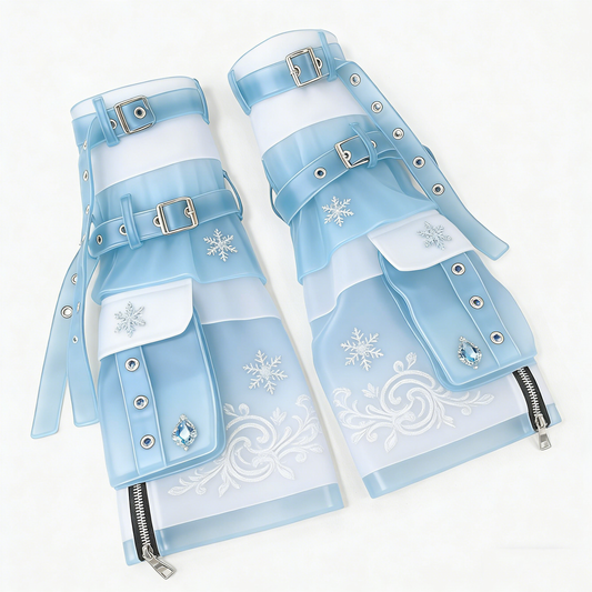 Transparent Blue Snowflake Punk Leg Warmers