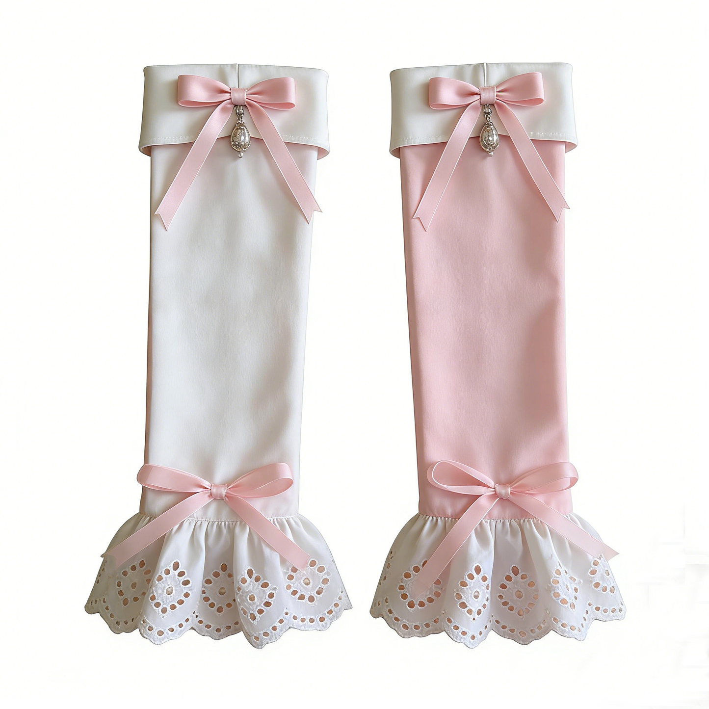 Pink White Bow Charm Arm Sleeves