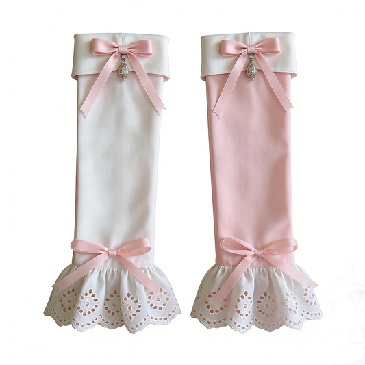 Pink White Bow Charm Arm Sleeves