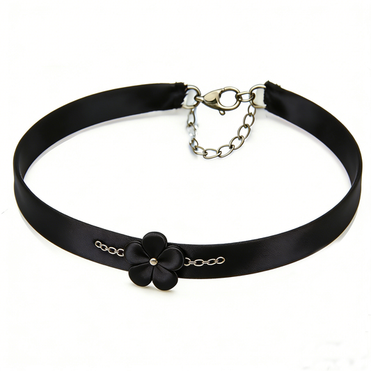 Black Flower Chain Choker