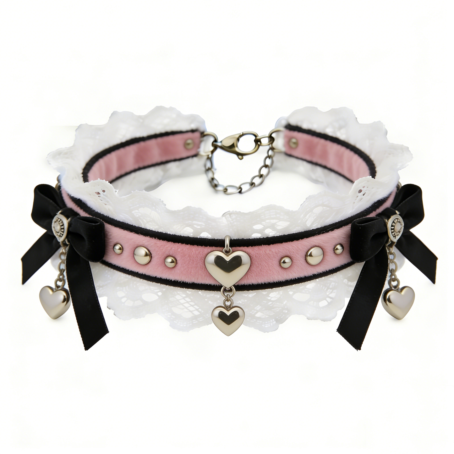 Pink Black Heart Choker