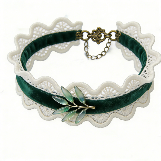 Green Olive Leaf Choker