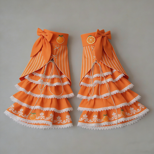 Orange Lolita Layered Leg Warmers