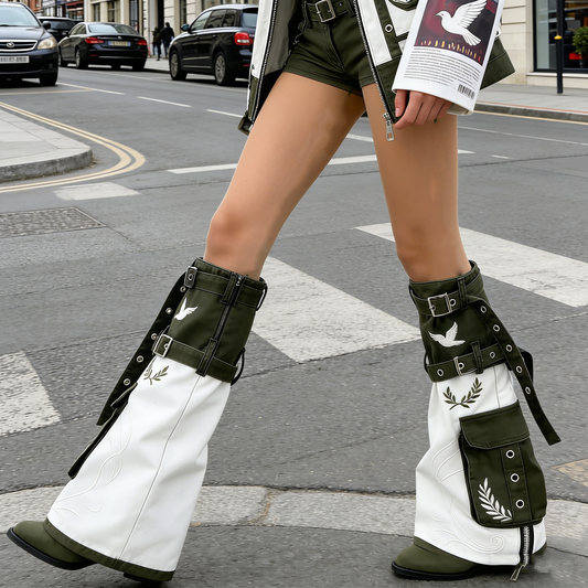 Olive Green Dove Cargo Leg Warmers