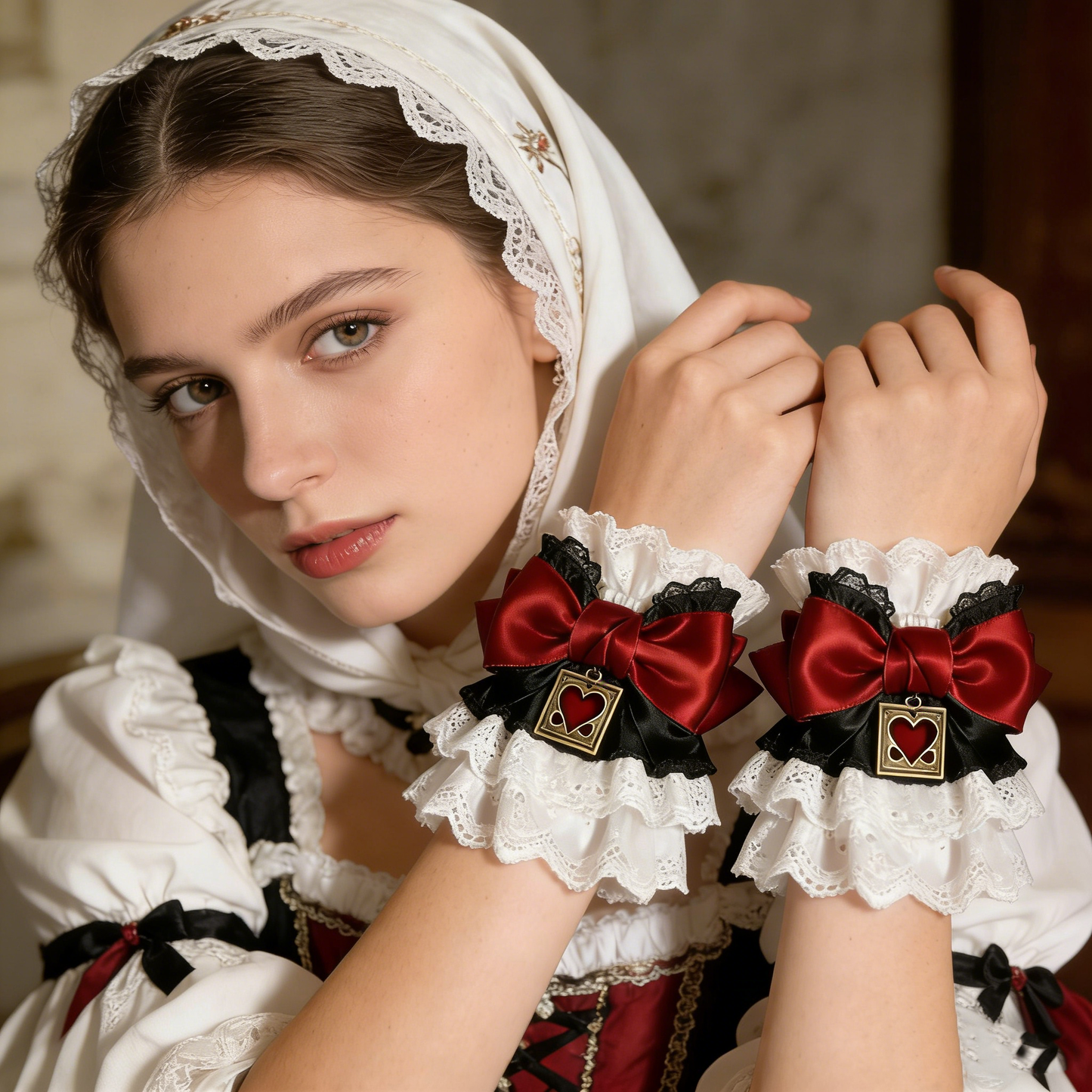 Black Red Heart Frame Arm Sleeves