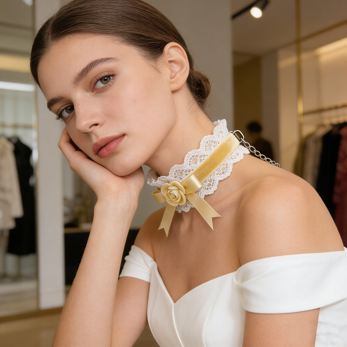 Cream Rose Choker