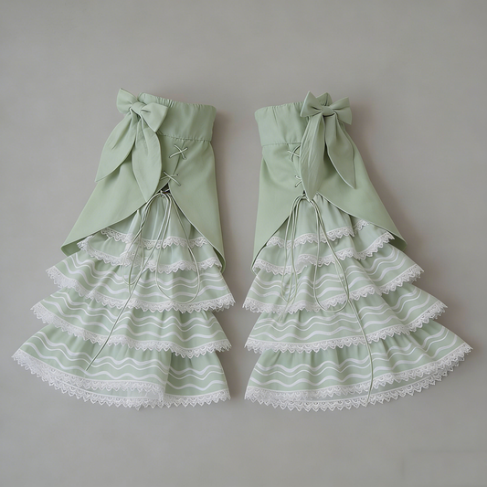 Mint Green Layered Lace Leg Warmers