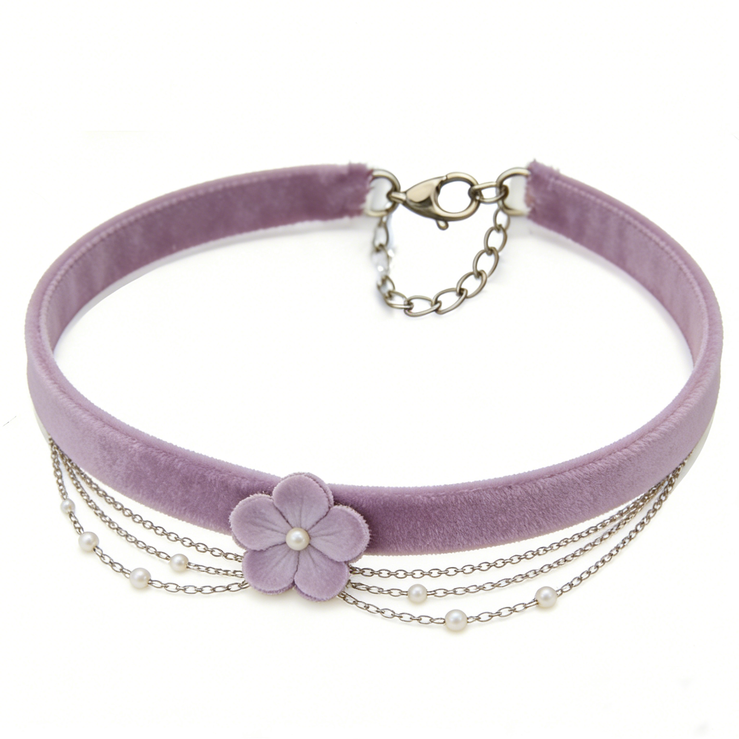 Purple Flower Chain Choker