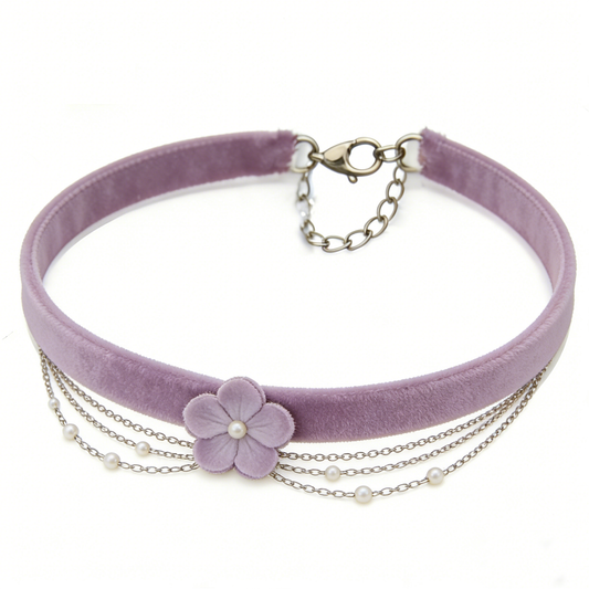 Purple Flower Chain Choker