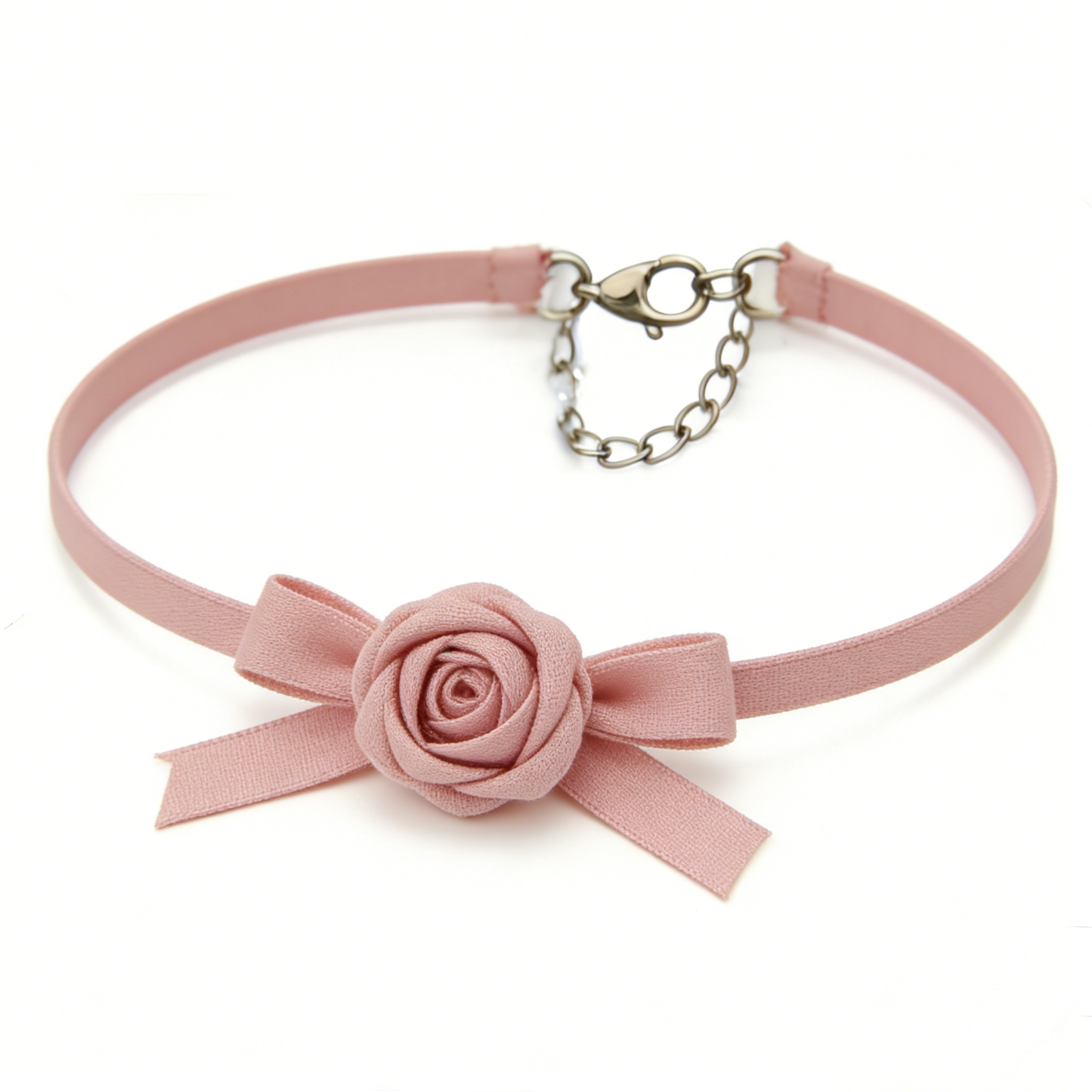 Pink Rose Bow Choker