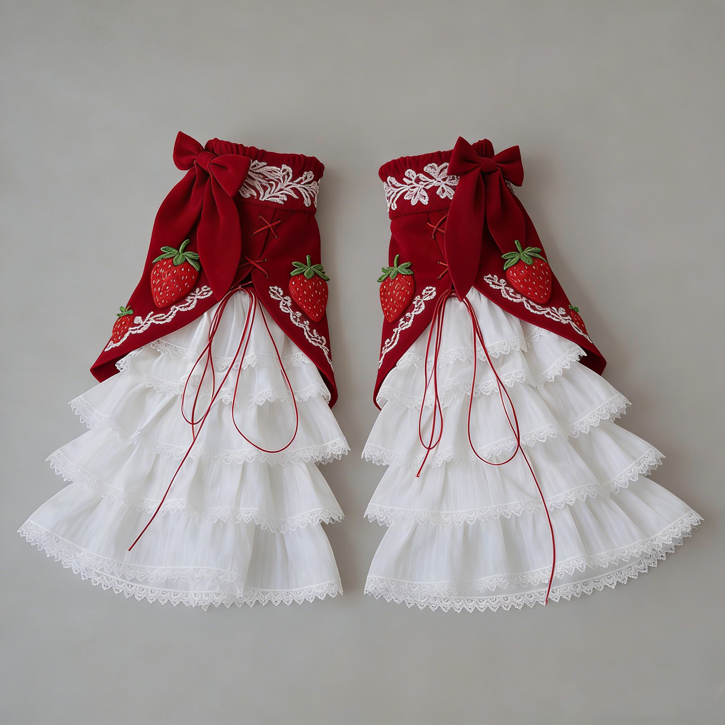 Strawberry Lace Layered Leg Warmers