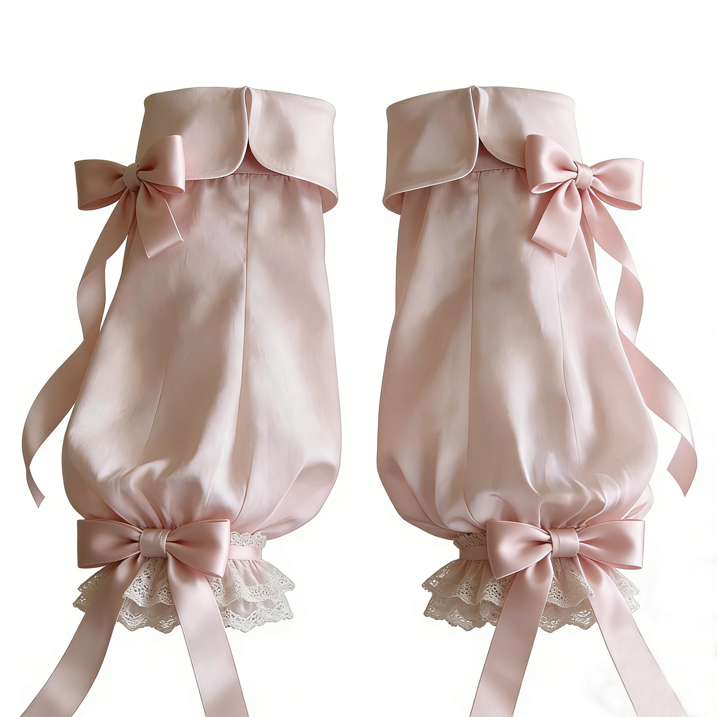 Pink Puff Bow Lace Arm Sleeves