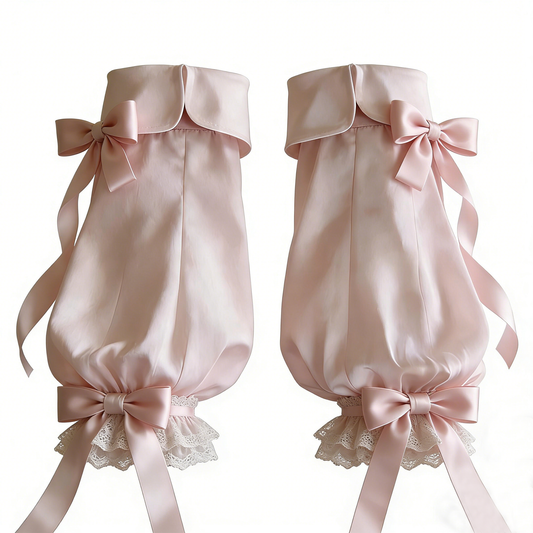 Pink Puff Bow Lace Arm Sleeves