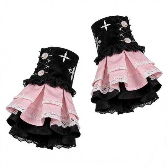 Gothic Cross Lace Wrist Cuffs