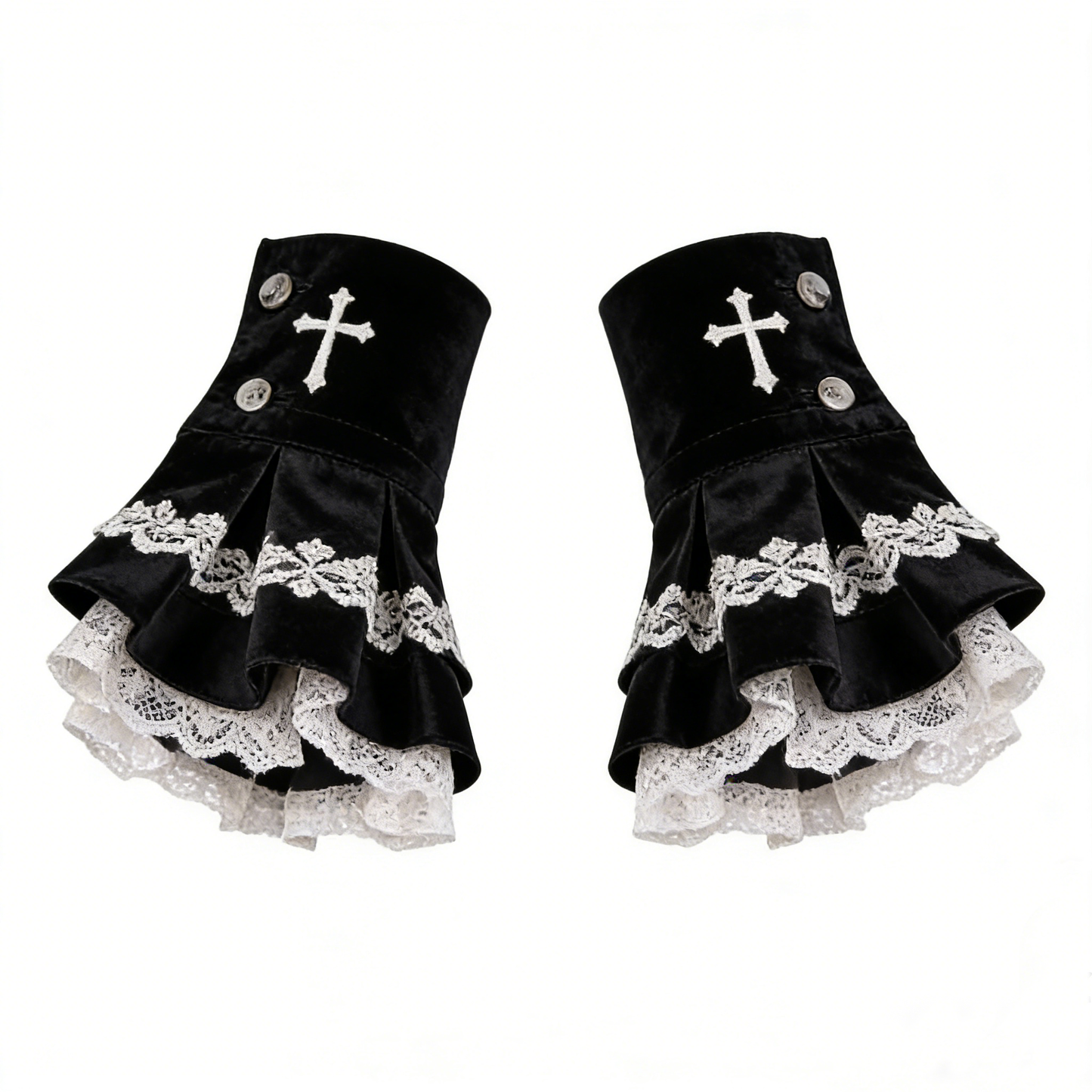 Black Velvet Cross Lace Arm Sleeves