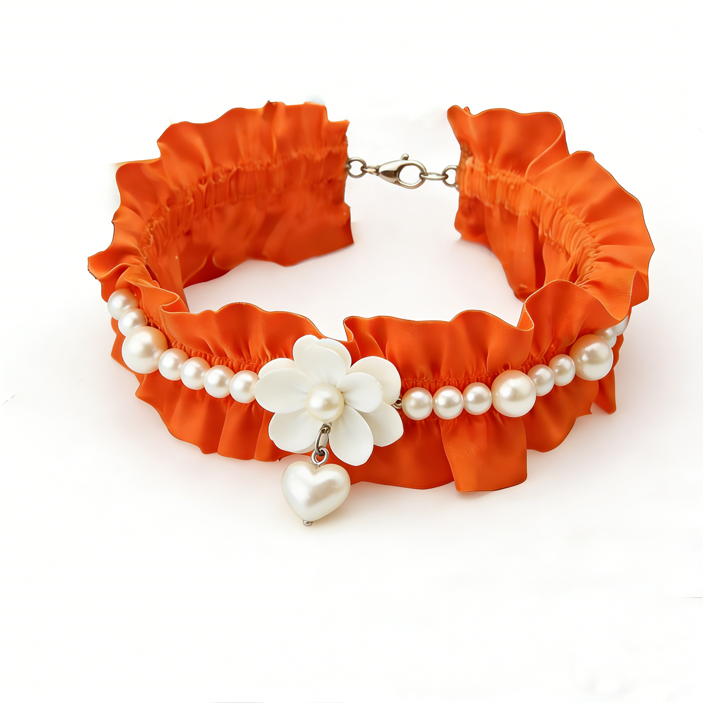 Orange Ruffle Flower Choker