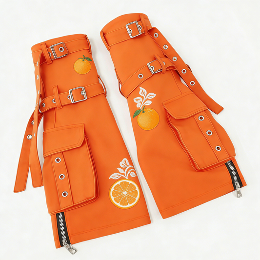 Orange Cargo Punk Leg Warmers