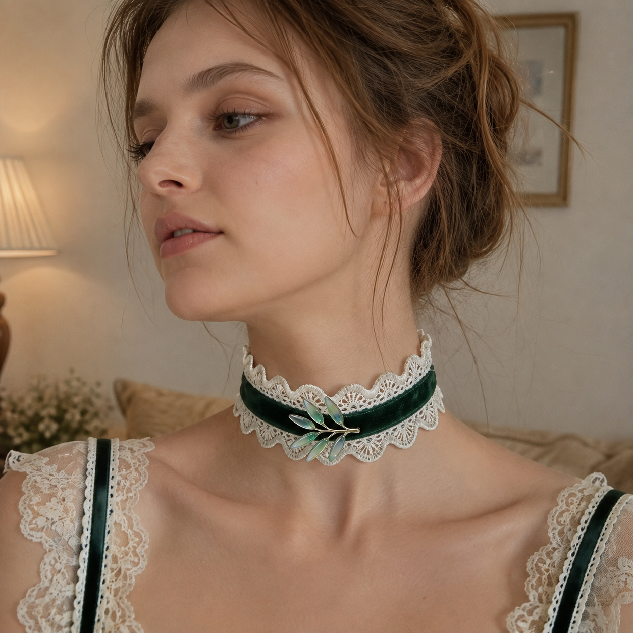 Green Olive Leaf Choker