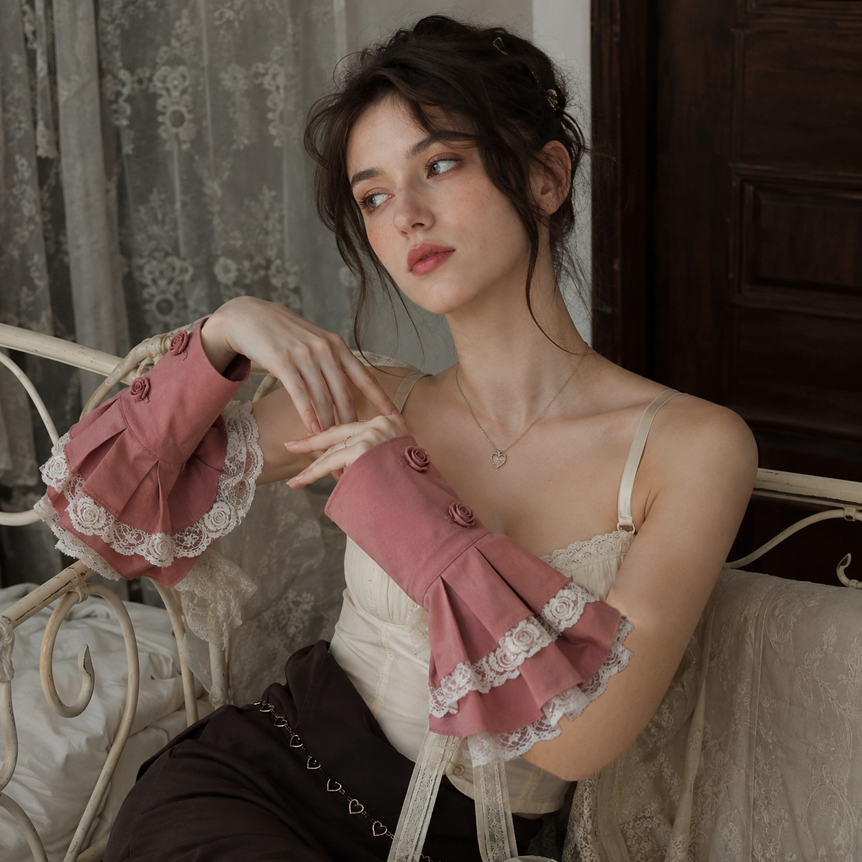 Dusty Rose Rose Lace Arm Sleeves